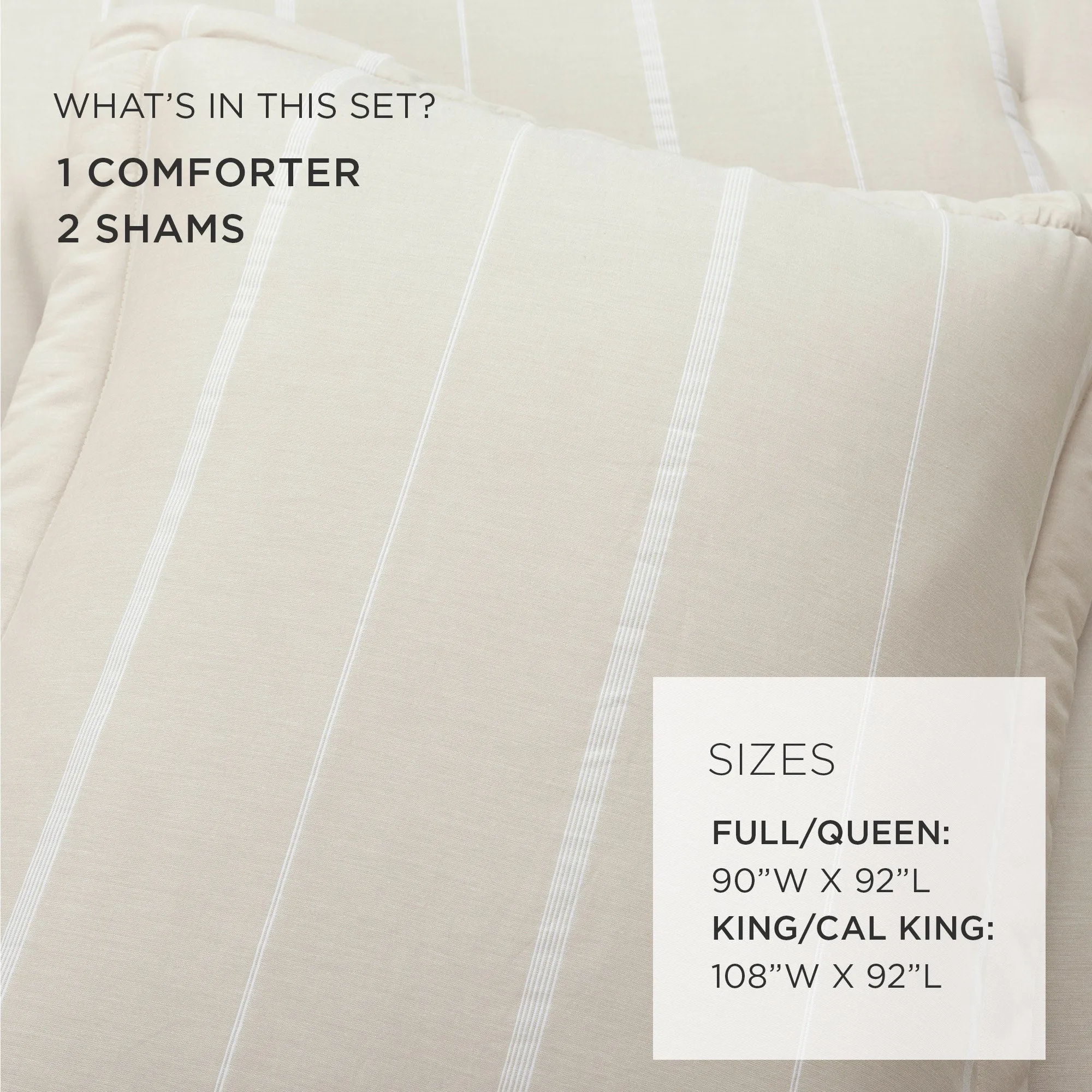 Classic Farmhouse Chalk Stripe 3 Piece Comforter Set