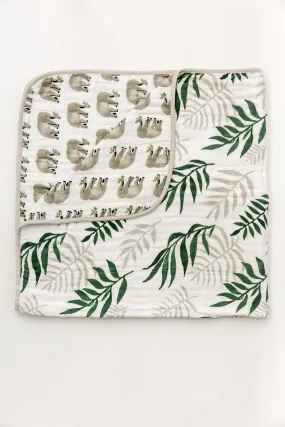 Clementine Kids - Reversible Muslin Blanket Quilt - Jungle Fern