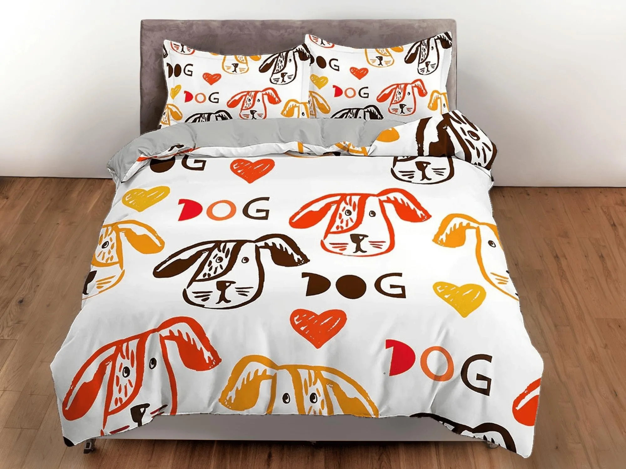 Colorful Dog Drawing Bedding, Duvet Cover Set & Pillowcase, Zipper Bedding, Dorm Bedding, Teens Adult Duvet King Queen Full Twin Single