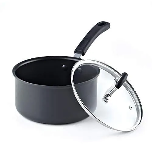 Cook N Home Professional Anodize Cookware, 2.5 Quarts, Black