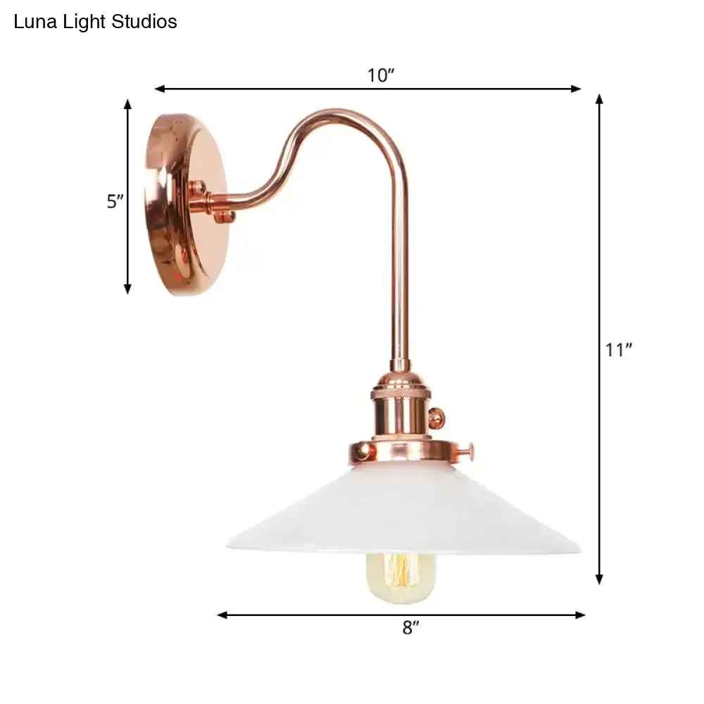 Copper Saucer Sconce Light Fixture – Vintage White/Clear Glass – Indoor Wall Lamp