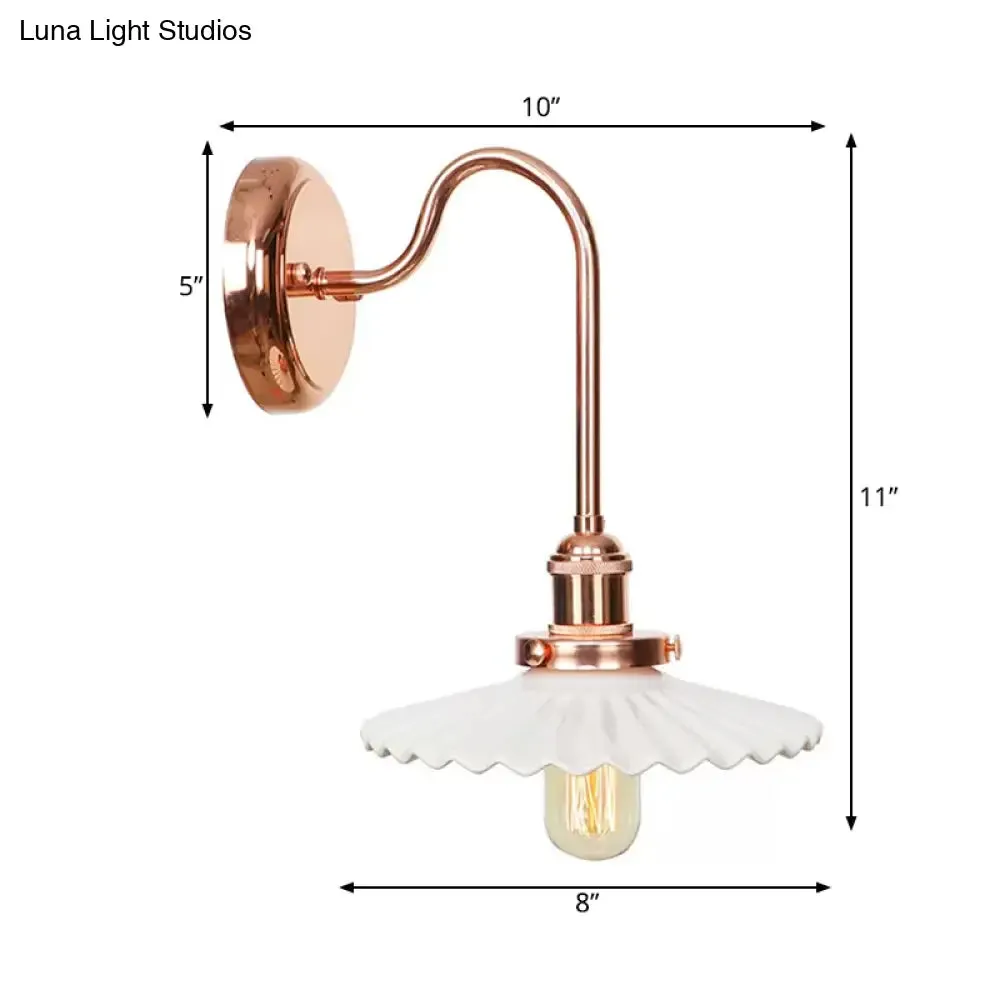 Copper Saucer Sconce Light Fixture – Vintage White/Clear Glass – Indoor Wall Lamp