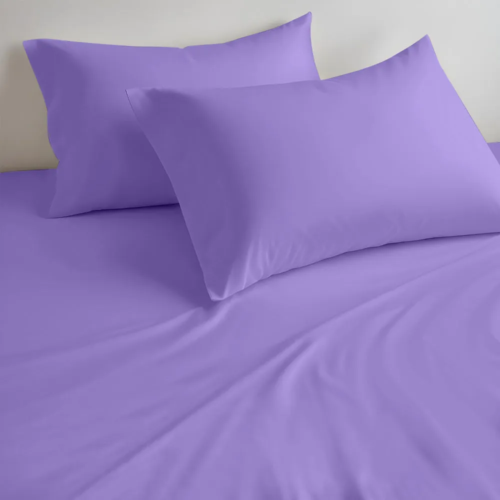 Cotton Home 3 Piece Super Soft Fitted Sheet Set Silver Dark Purple