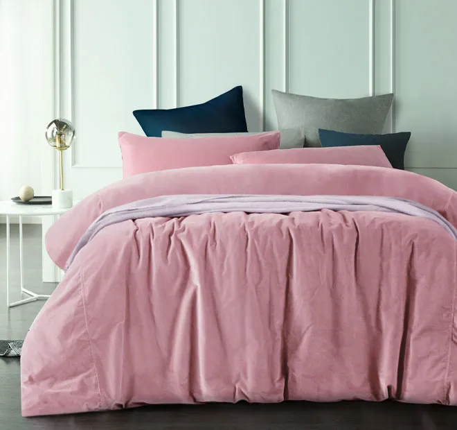 Cotton Velvet European Pillowcase Smokey Rose