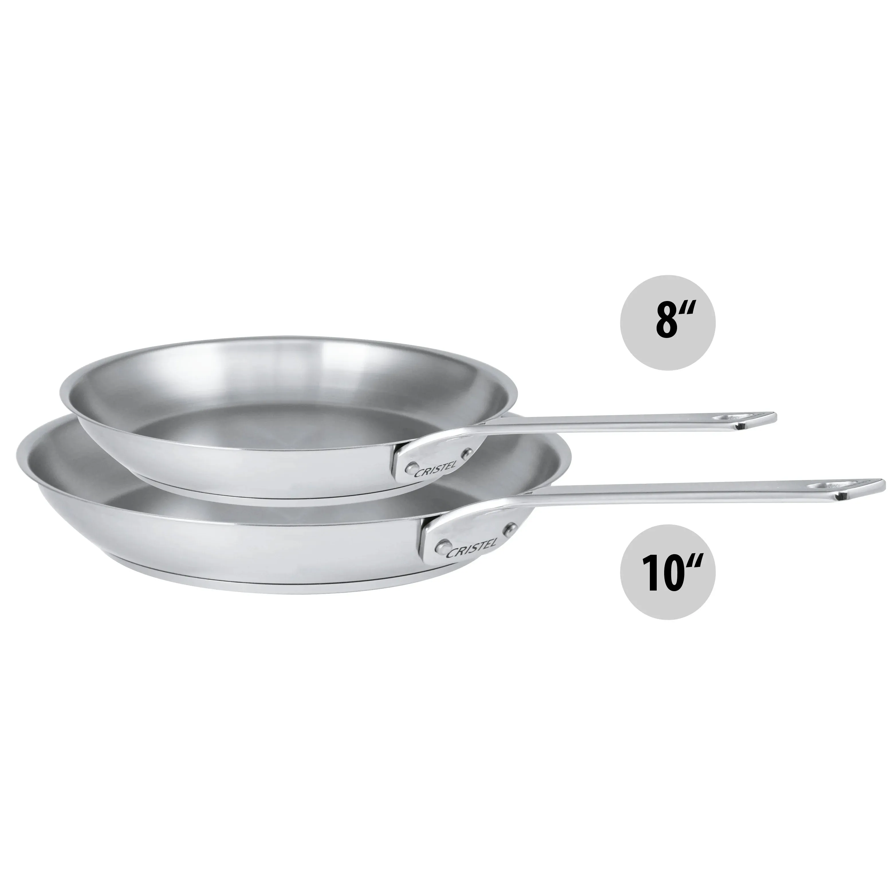 Cristel 1826 Collection - 2 Pc. Stainless Steel Frying Pans