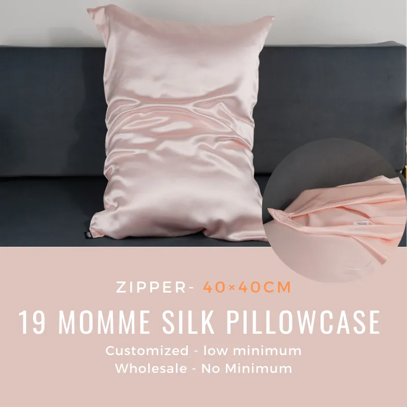 Custom Wholesale Silk Pillowcase 19 Momme Zipper Closure - 40×40cm