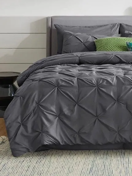 Dark gray pleated bed set 8 pieces