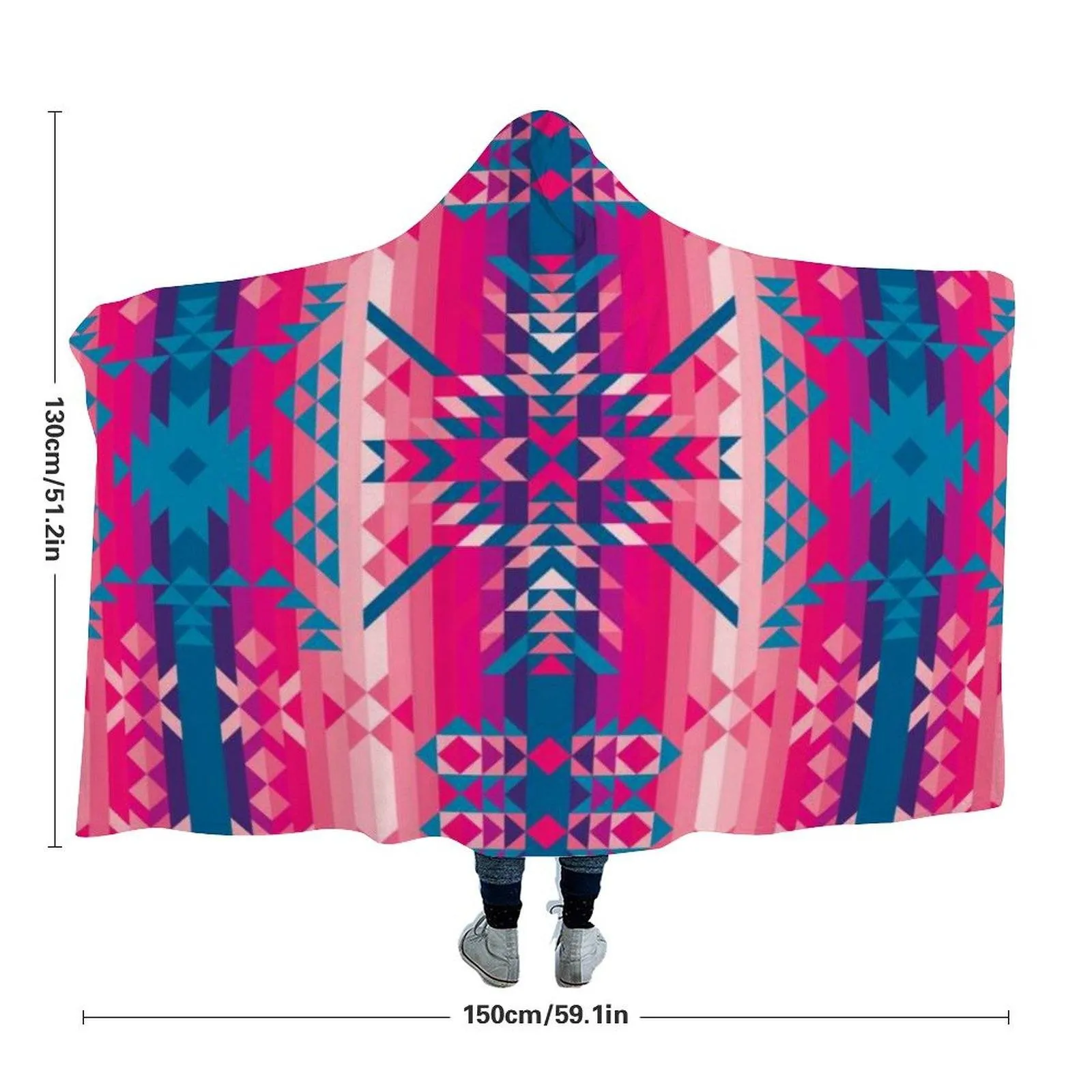 Desert Geo Blue Hooded Blanket