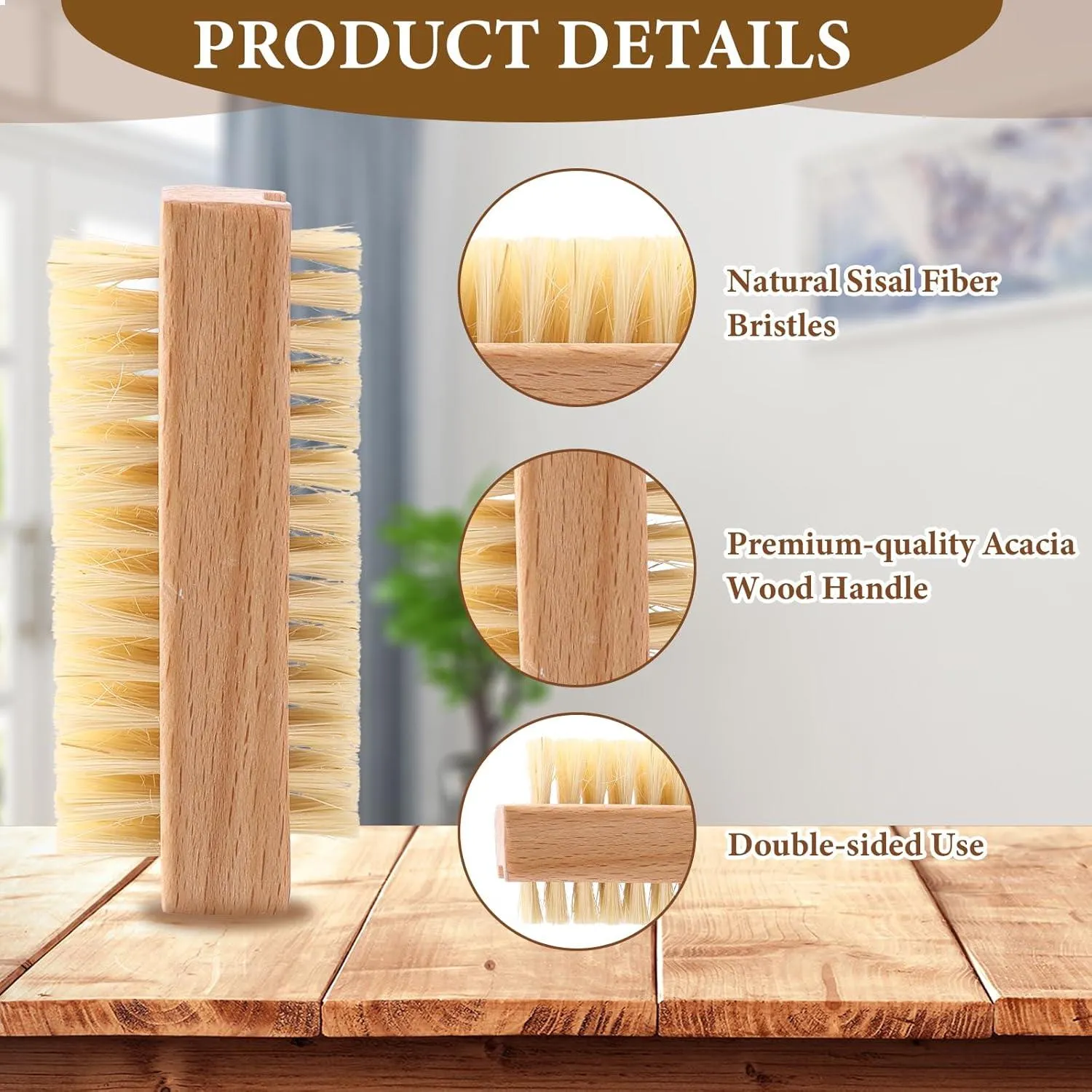 Double Sided Wooden Nail Scrubbing Brushes