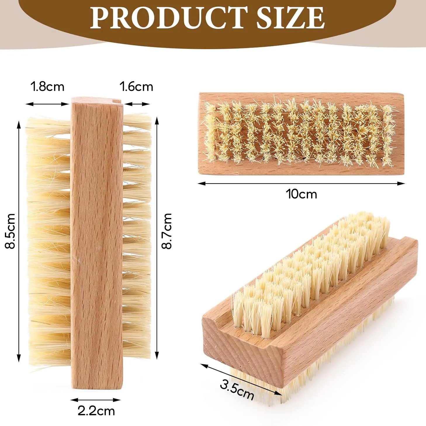 Double Sided Wooden Nail Scrubbing Brushes