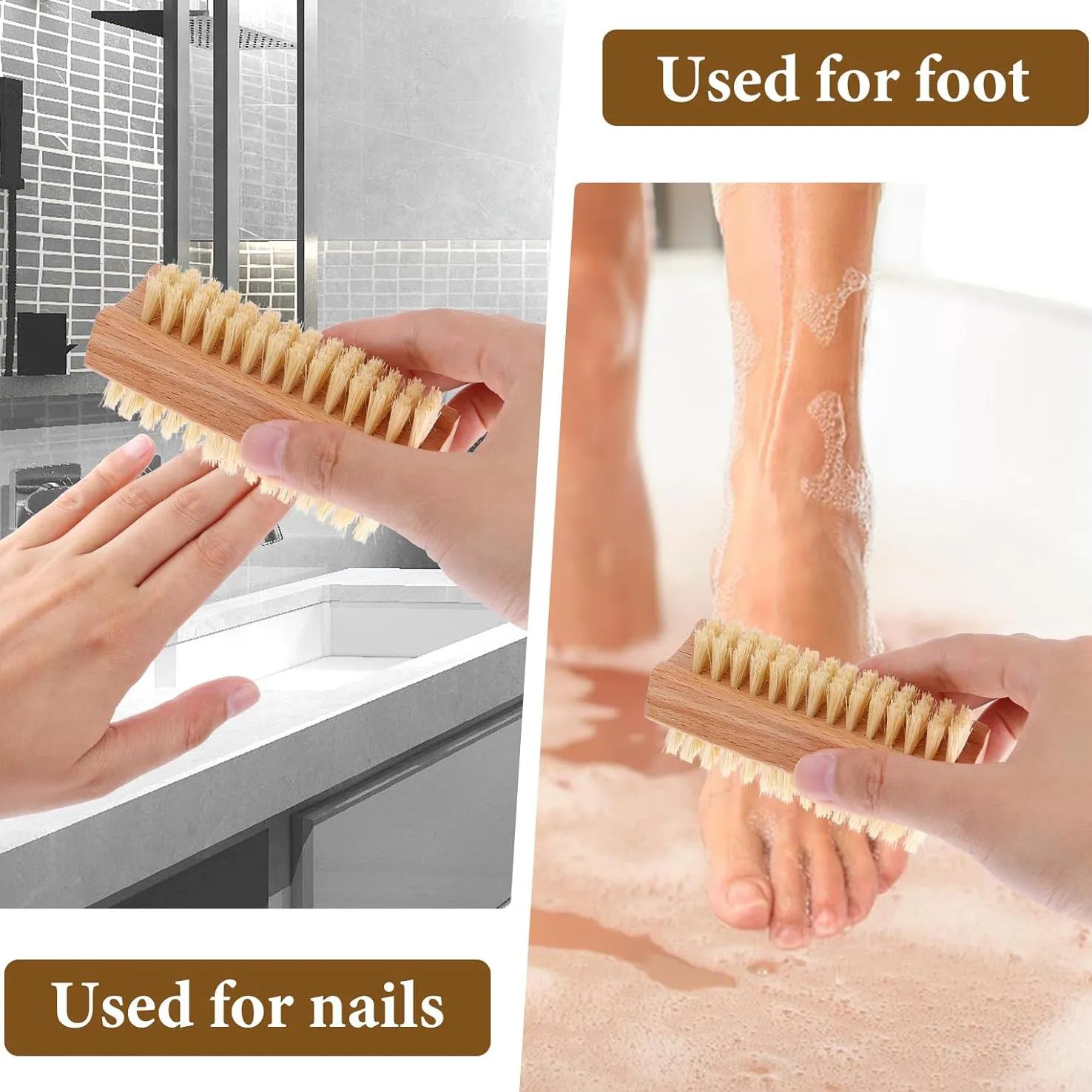 Double Sided Wooden Nail Scrubbing Brushes