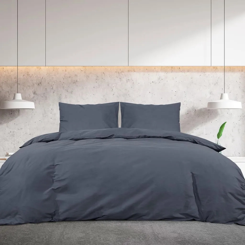 Duvet Cover Set Anthracite 225x220 cm Light-weight Microfiber