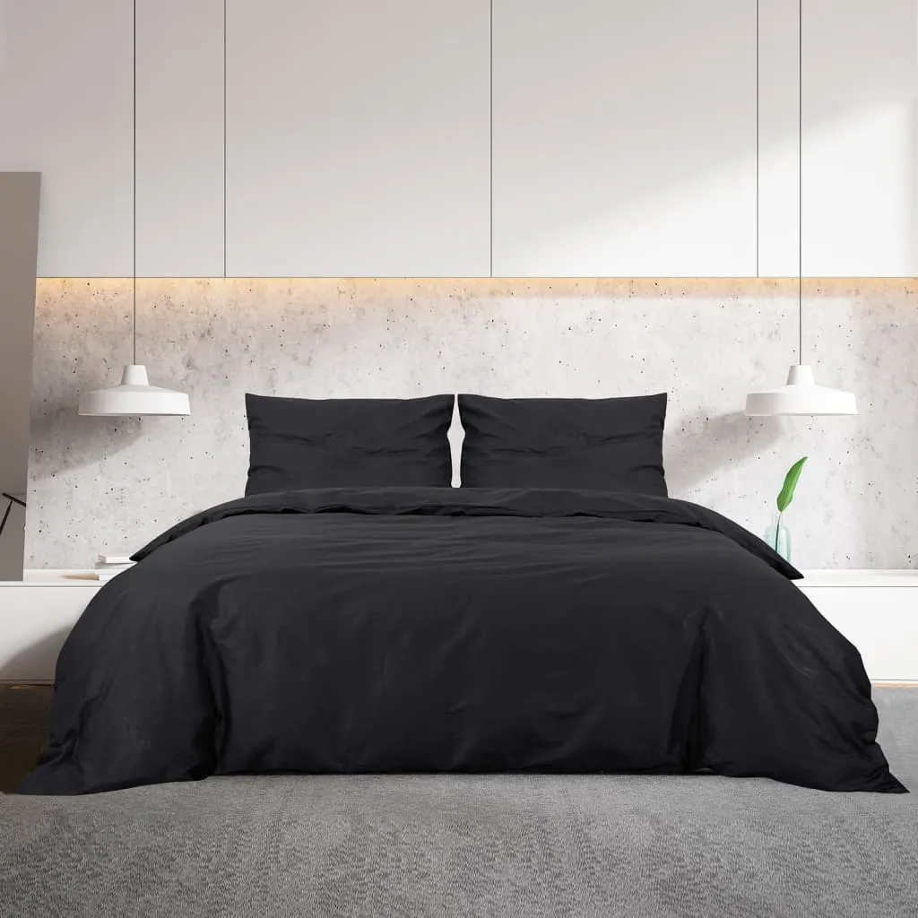 Duvet Cover Set Black 155x220 cm Light-weight Microfiber