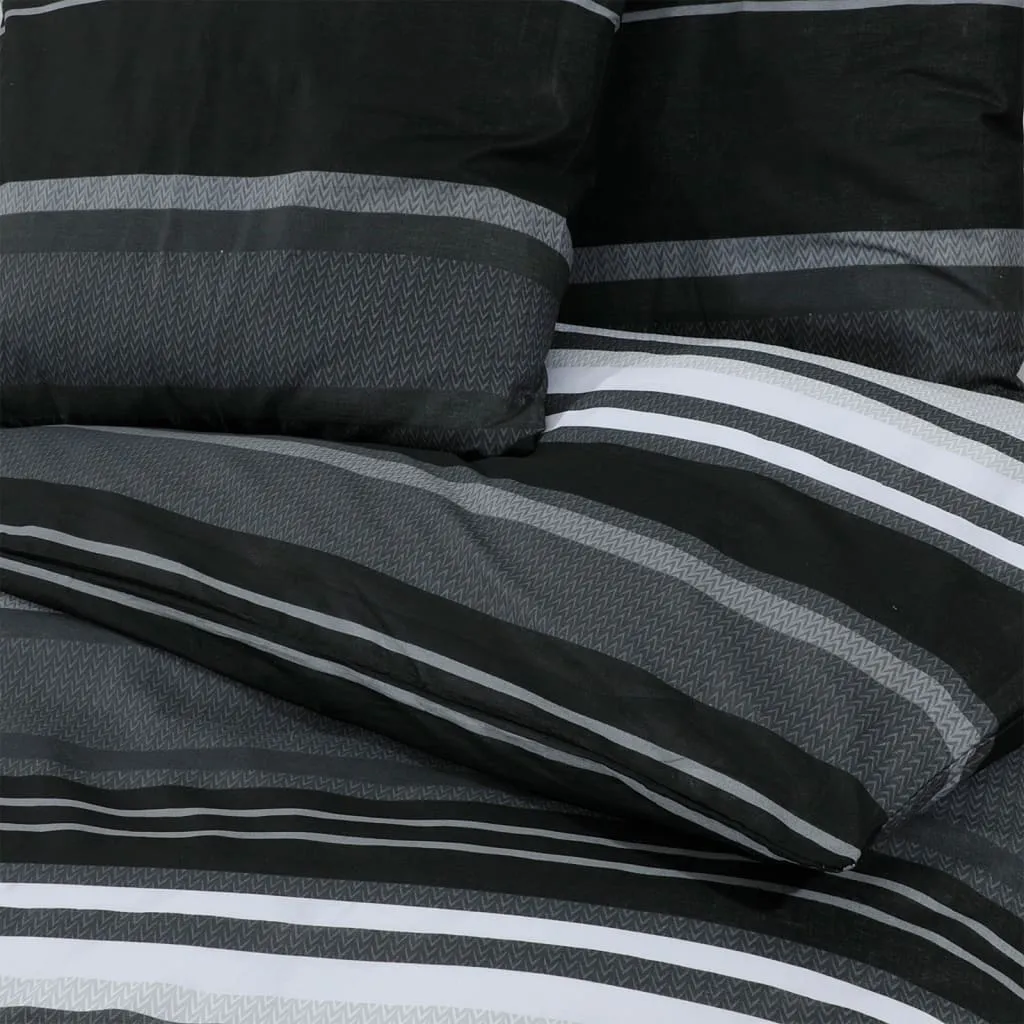 Duvet Cover Set Black and White 240x220 cm Cotton