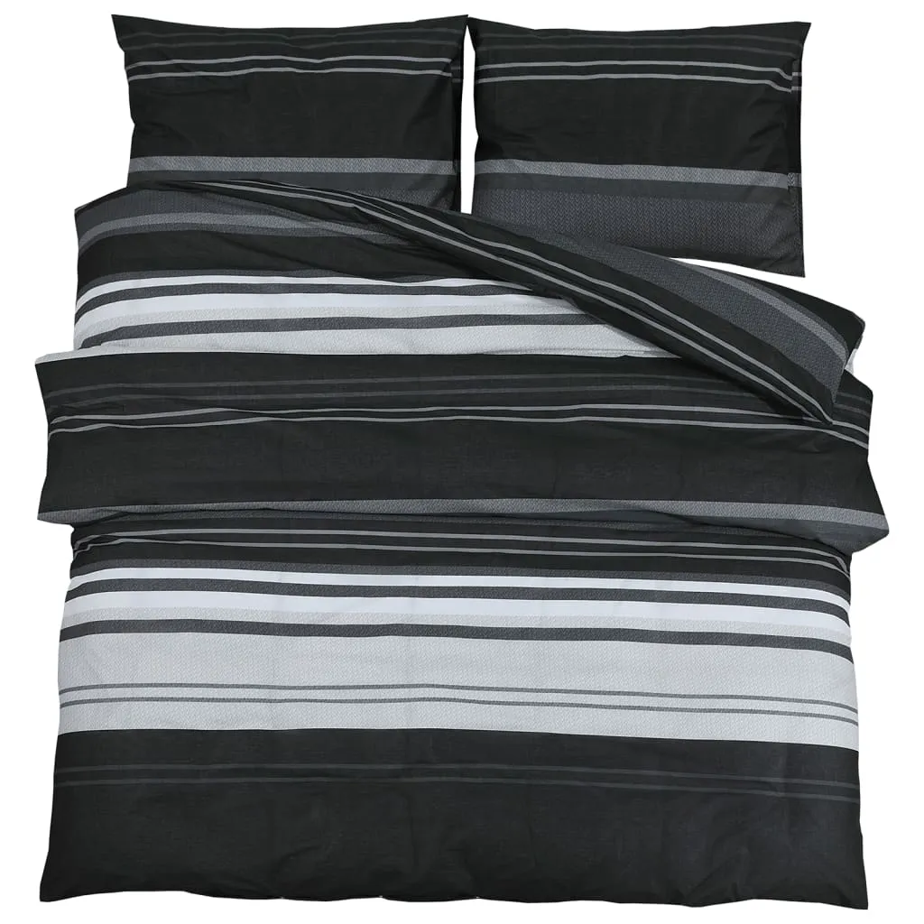 Duvet Cover Set Black and White 240x220 cm Cotton