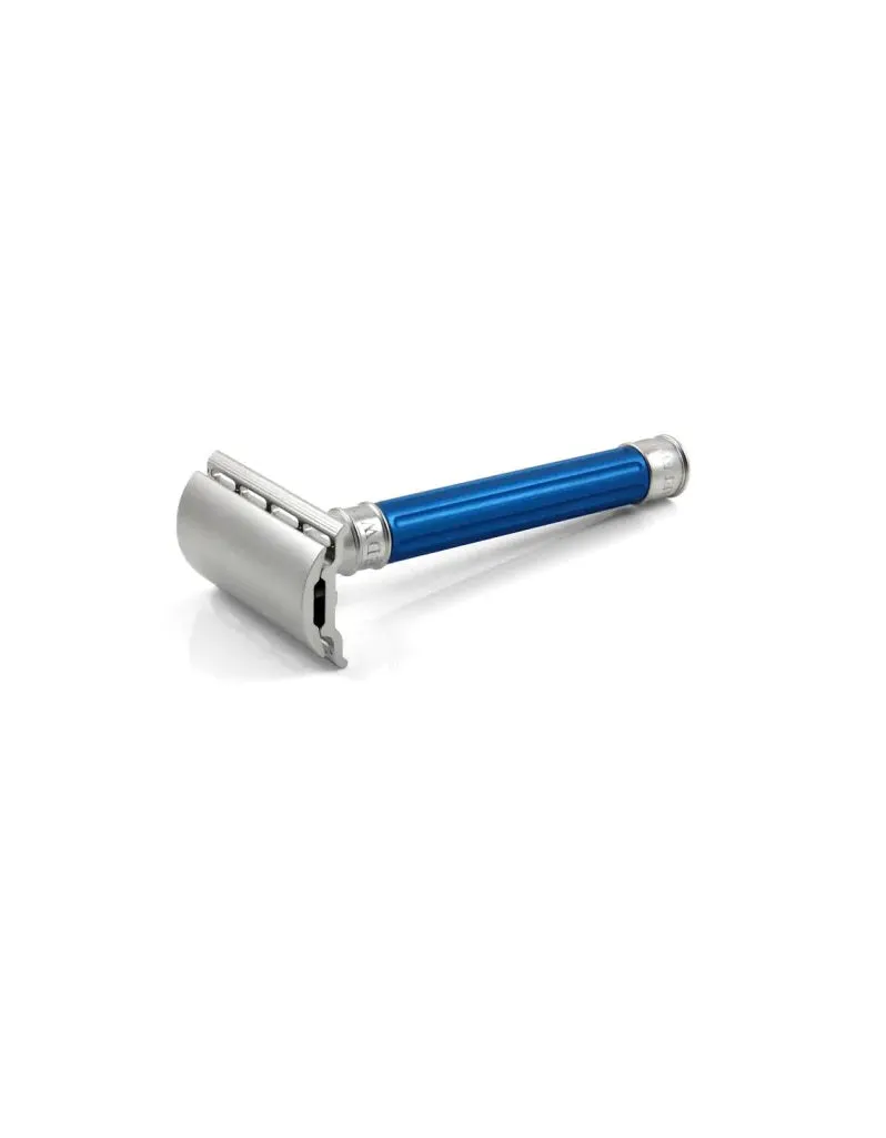 Edwin Jagger - DESSGA3BL 3ONE6 Stainless Steel Double Edge Safety Razor, Anodised Blue