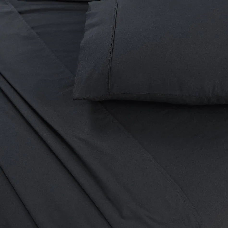 Elan Linen 100% Egyptian Cotton Vintage Washed 500TC Charcoal King Bed Sheets Set