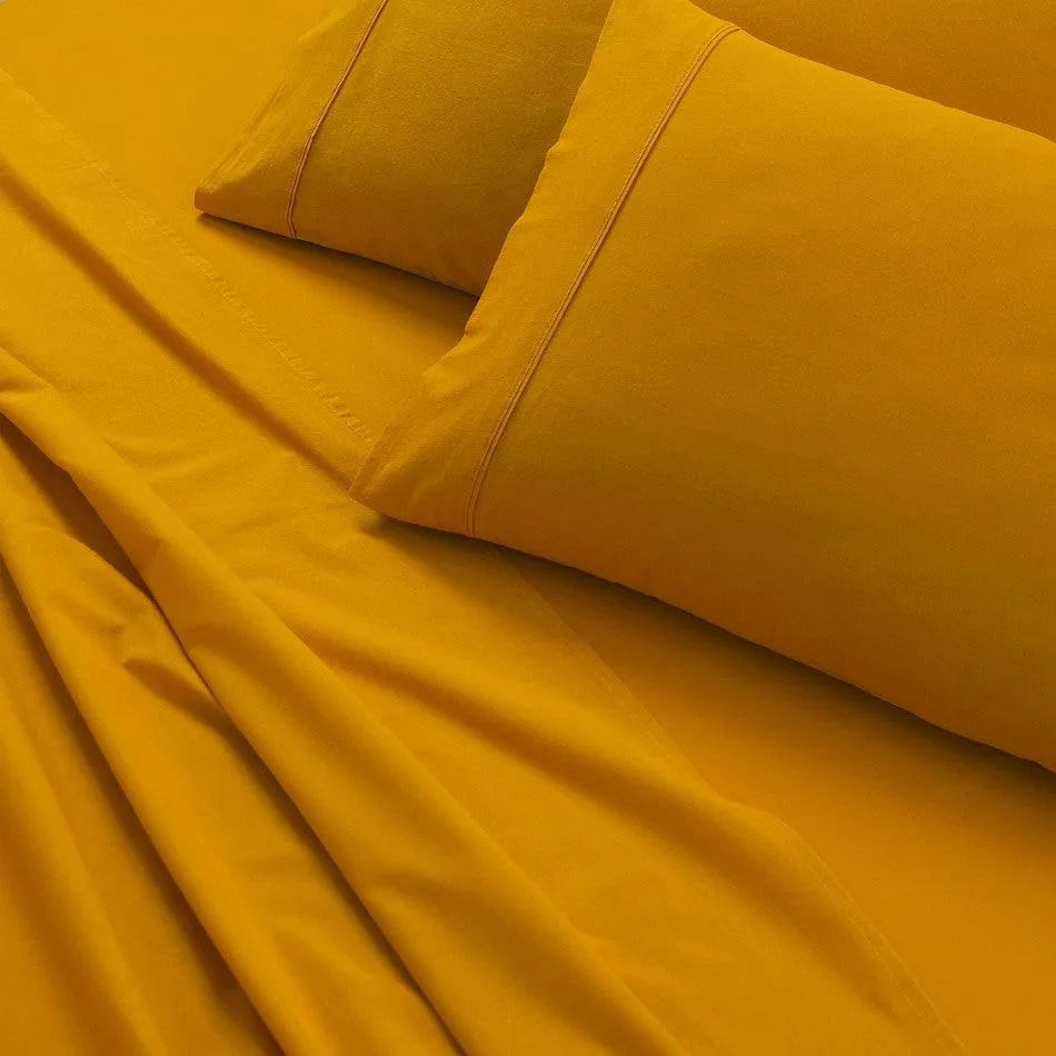 Elan Linen 100% Egyptian Cotton Vintage Washed 500TC Mustard King Single Bed Sheets Set