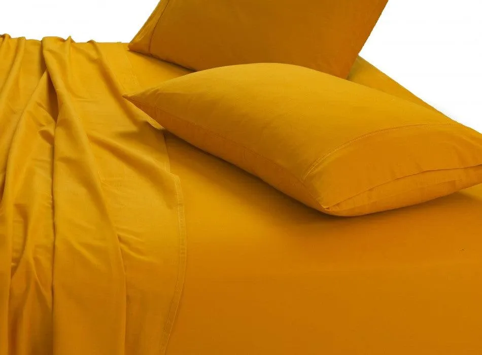 Elan Linen 100% Egyptian Cotton Vintage Washed 500TC Mustard King Single Bed Sheets Set