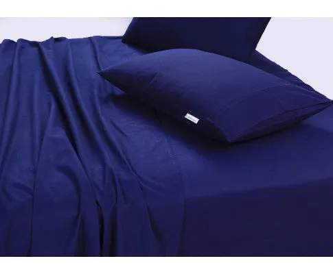 Elan Linen 100% Egyptian Cotton Vintage Washed 500TC Sheets Set - Navy