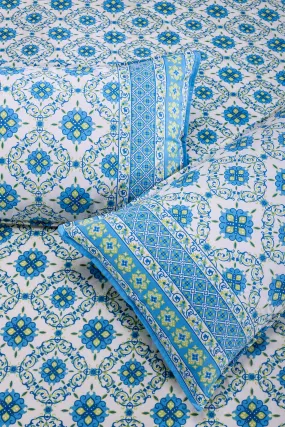 Emaline Jhaal Blue Cotton Bedsheet