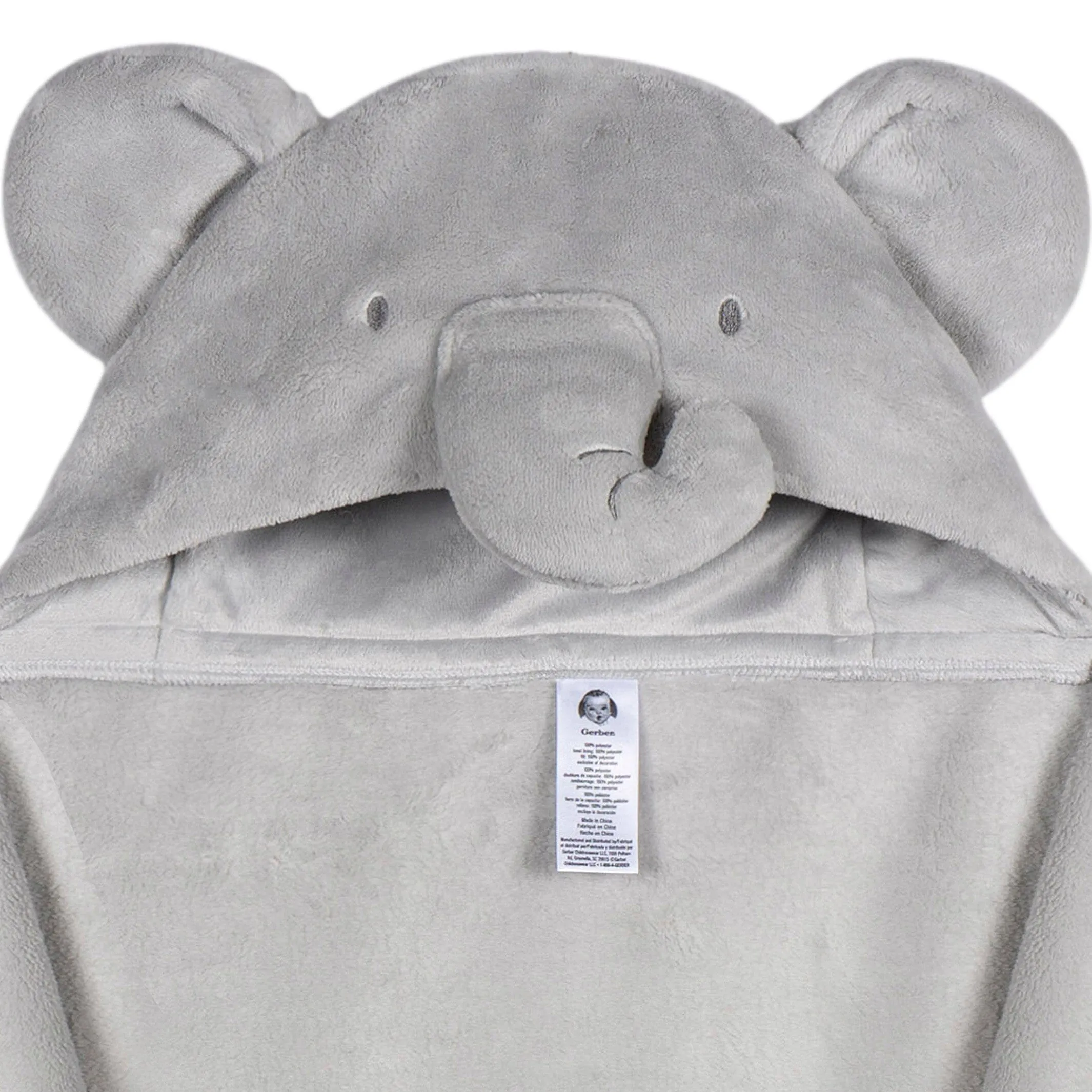 Embroidered 2-Piece Elephant Hooded Wearable Blanket & Security Blanket Set