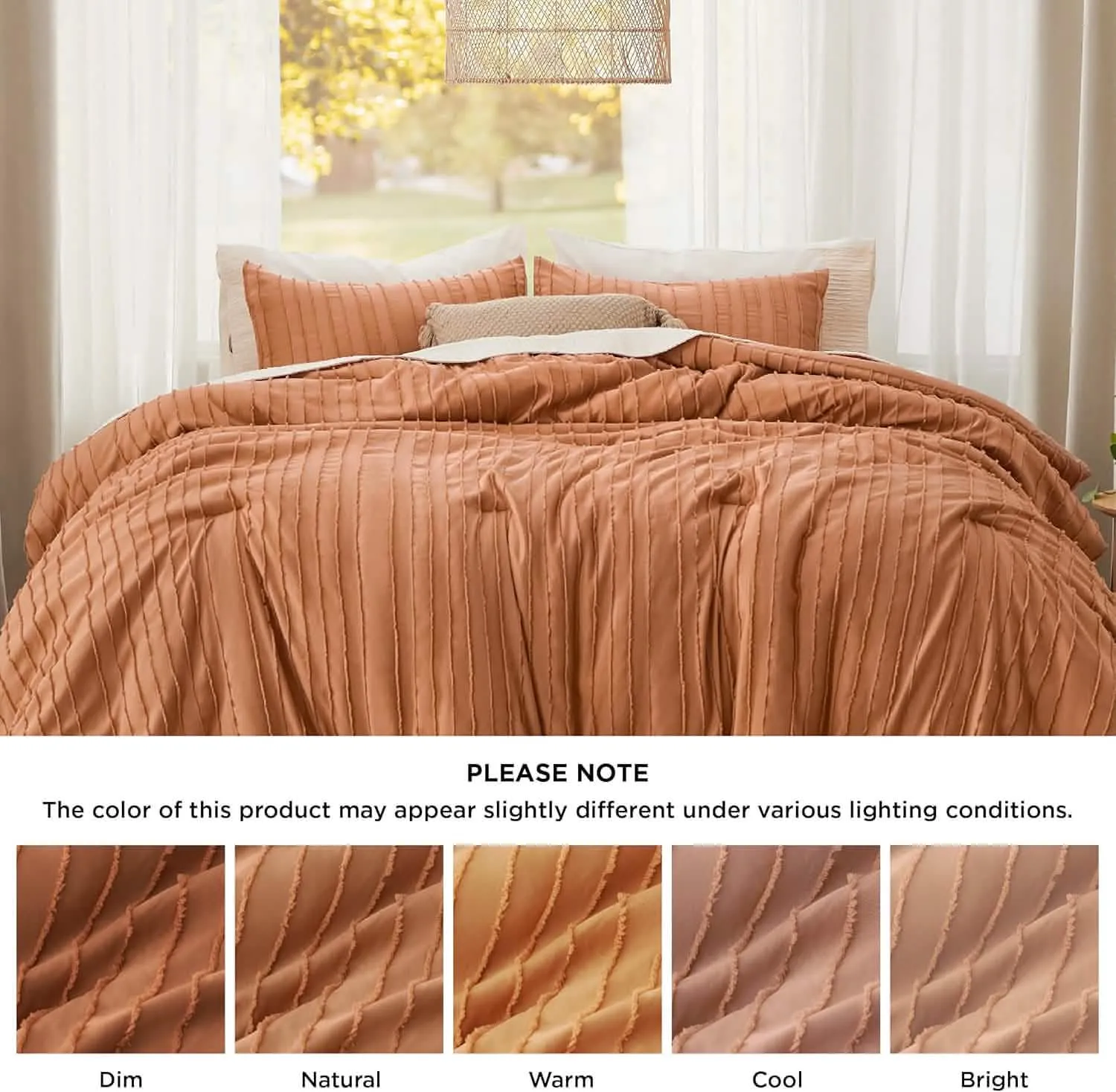 Embroidery Boho Striped Comforter Set