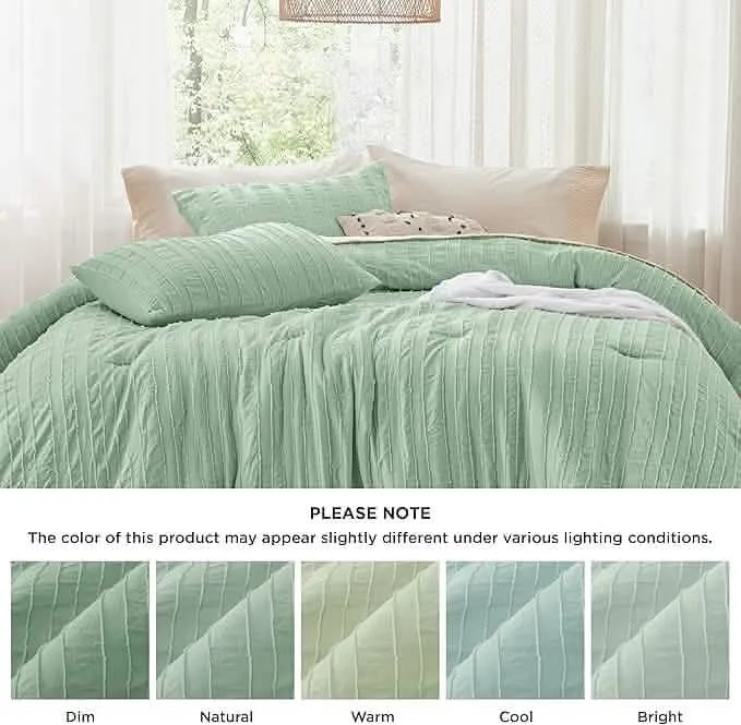 Embroidery Boho Striped Comforter Set