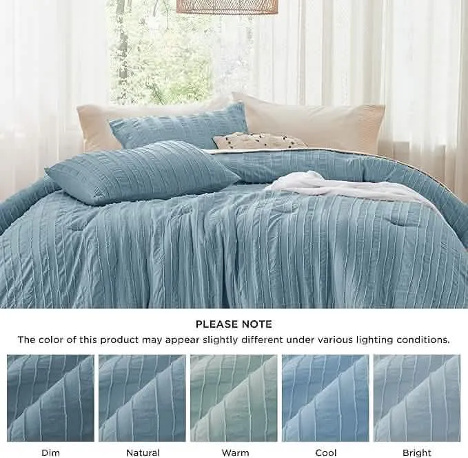 Embroidery Boho Striped Comforter Set