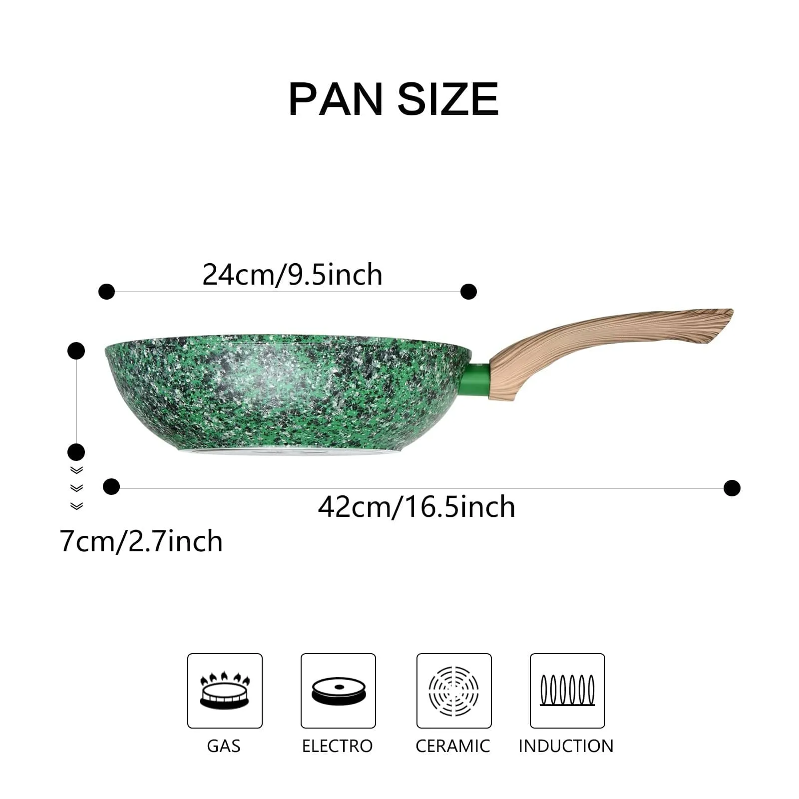 Fissman Wok Pan Malachite Series With Induction Bottom Aluminum Non-Stick Green 24x7cm