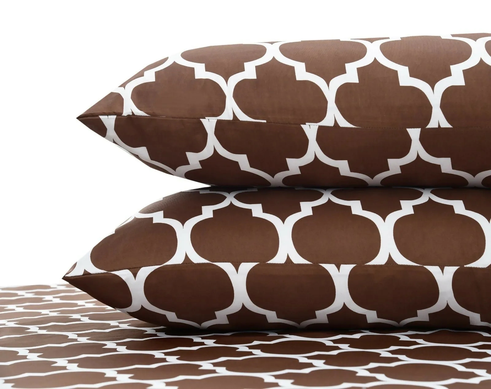 Fitted Bed Sheet-Brown Geometric