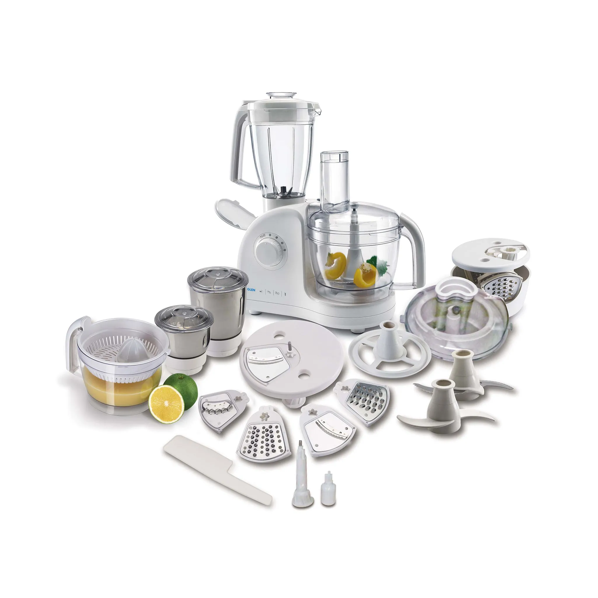 Food Processor Kitchen Machine 700W 3 Jars, Centrifugal and Citrus Juicer 4 SS Disc Blades -White (4052FP)