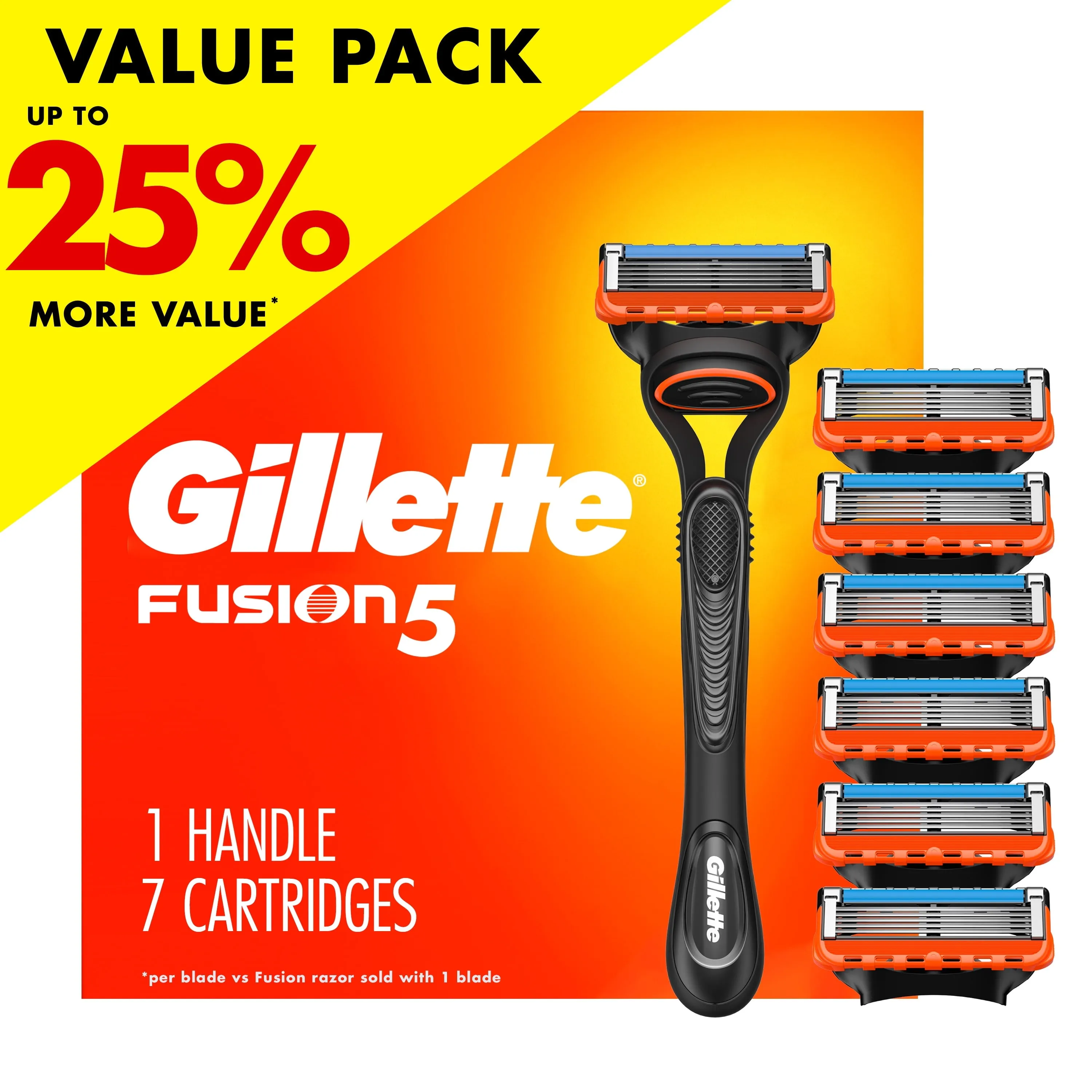 Gillette Fusion5 Razor for Men, Handle   7 Razor Blade Refills, Gray