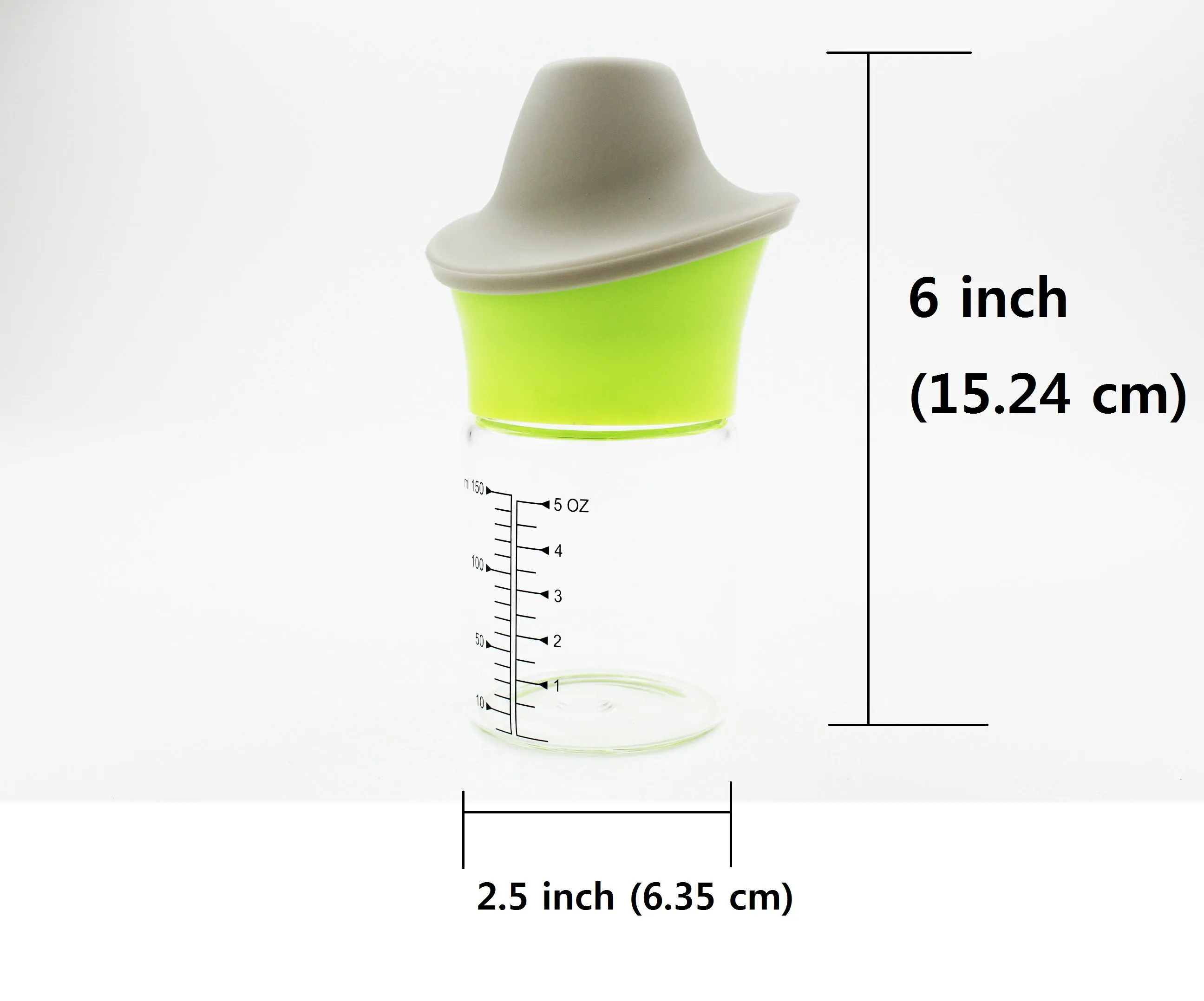 Glass 5 oz Citrus Juicer Strainer and Silicone Cap with Measurement Marking