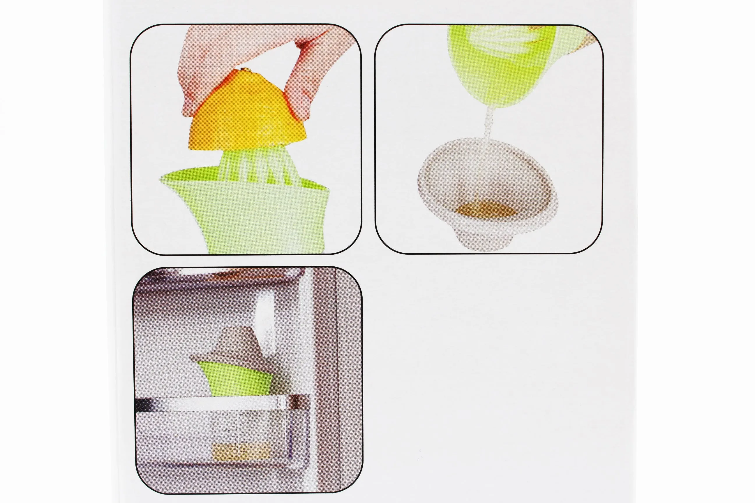 Glass 5 oz Citrus Juicer Strainer and Silicone Cap with Measurement Marking