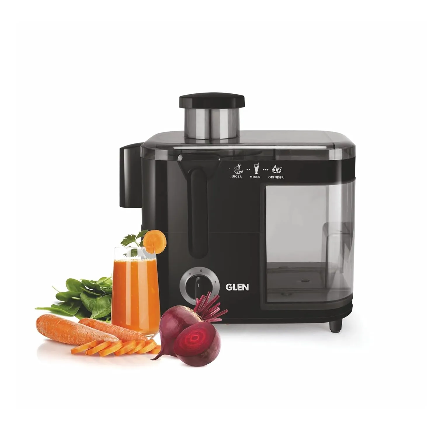 Glen SA4014JU Juicer with Stainless steel filter & 2 Speed Settings with Pulse Function, 600W Black