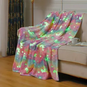 Glow In The Dark Unicorn Blanket Magical Gift for Girls