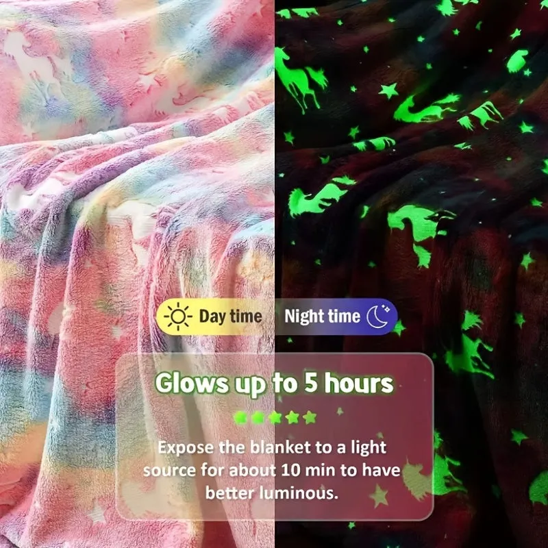 Glow In The Dark Unicorn Blanket Magical Gift for Girls