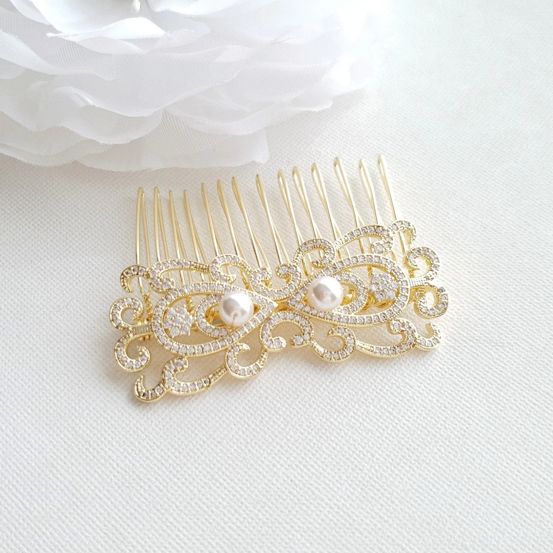 Gold Bridal & Wedding Hair Comb-Arletty