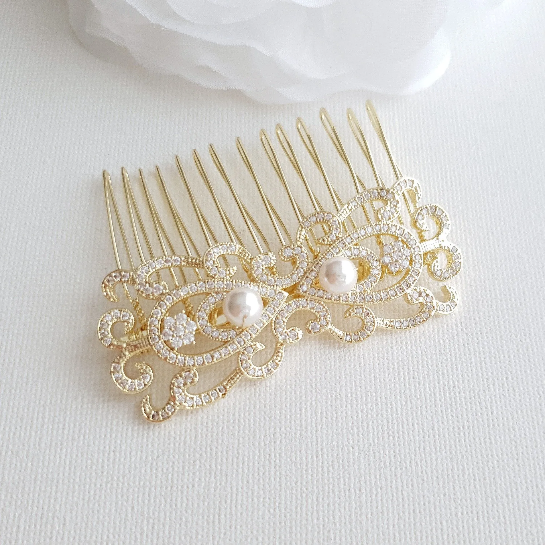 Gold Bridal & Wedding Hair Comb-Arletty