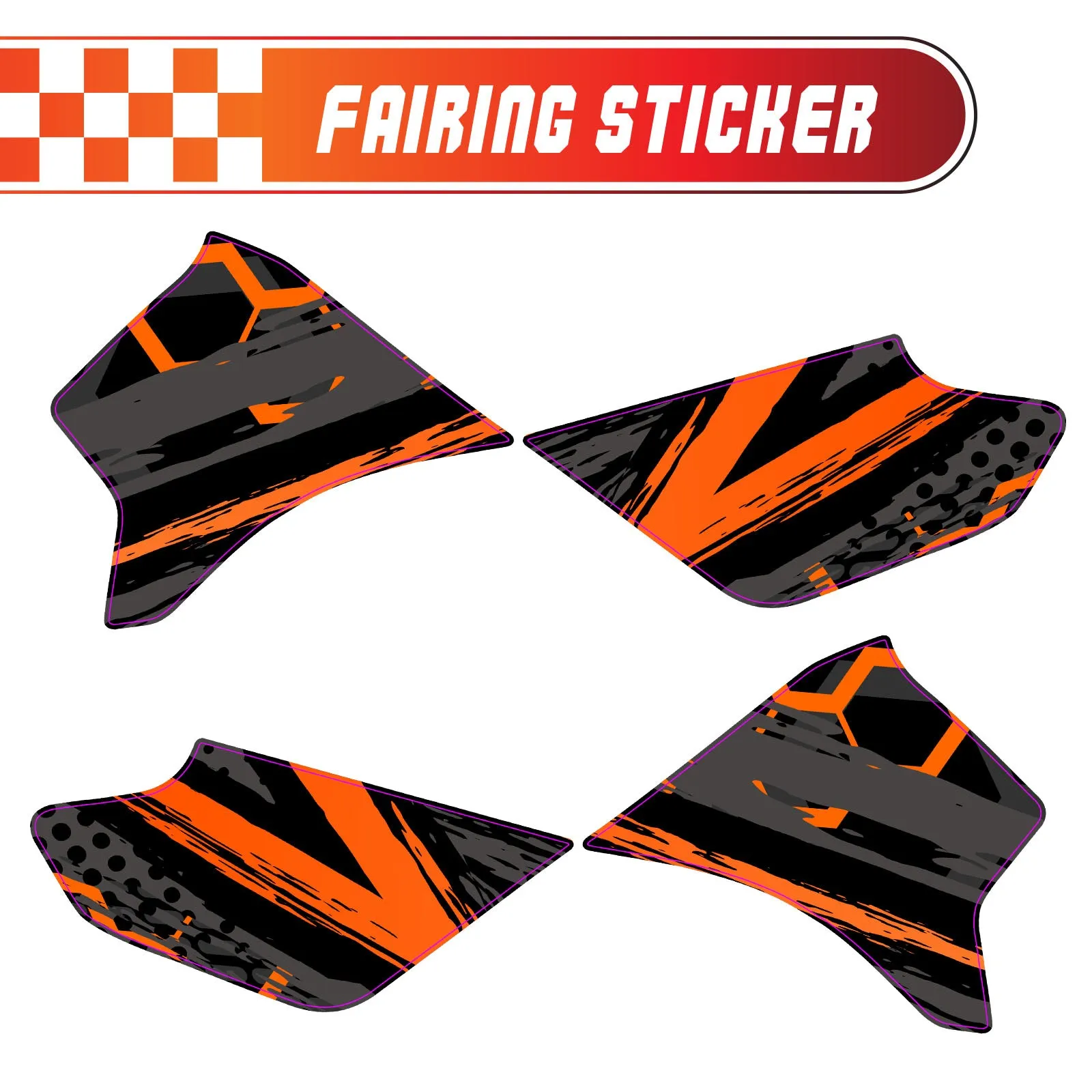 Graphic Kit Decals Fairing Sticker Custom Number For Razor MX350 MX400 - L003 Orange Hexagon