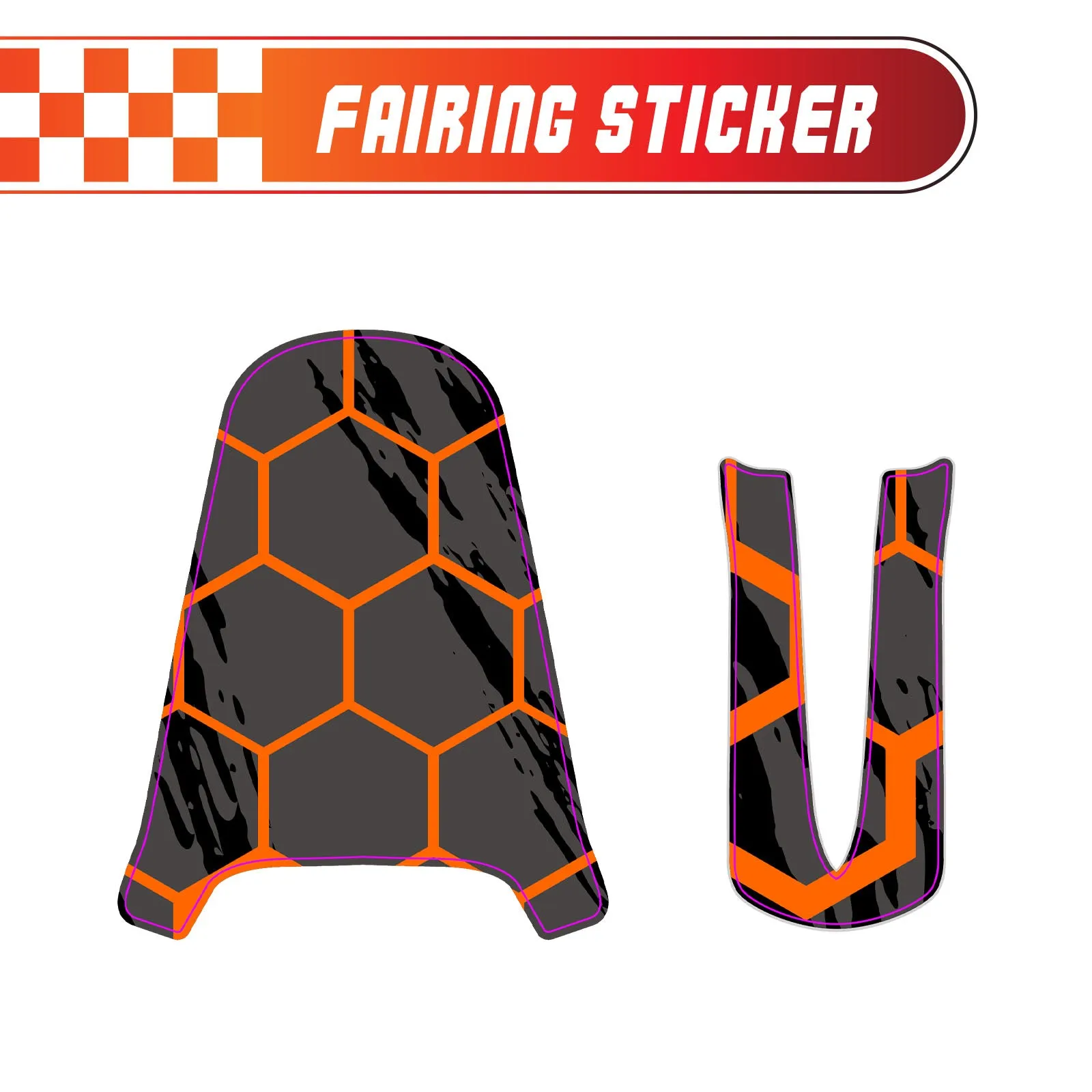 Graphic Kit Decals Fairing Sticker Custom Number For Razor MX350 MX400 - L003 Orange Hexagon