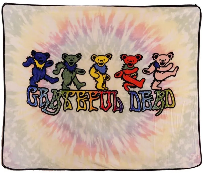 Grateful Dead Pastel Dancing Bear Fleece Throw Blanket