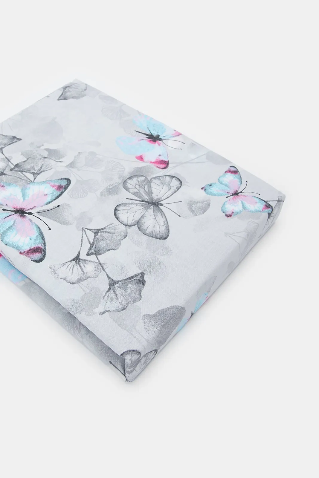 Grey Butterfly Printed Fitted Sheet (Super King Size)