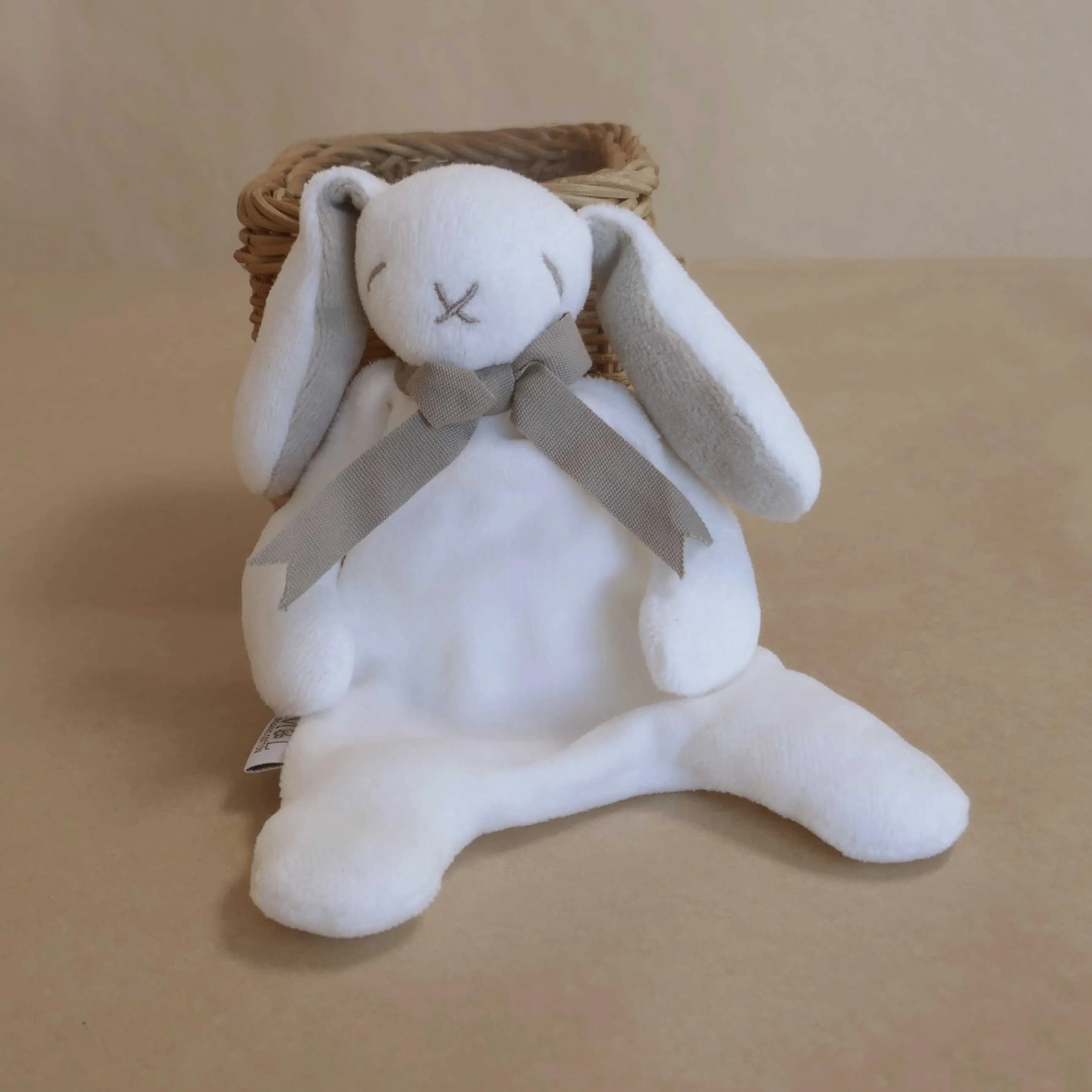 Grey Mini Bunny Comforter Toy - Organic Cotton - Baby Gift Unboxed - 20cm