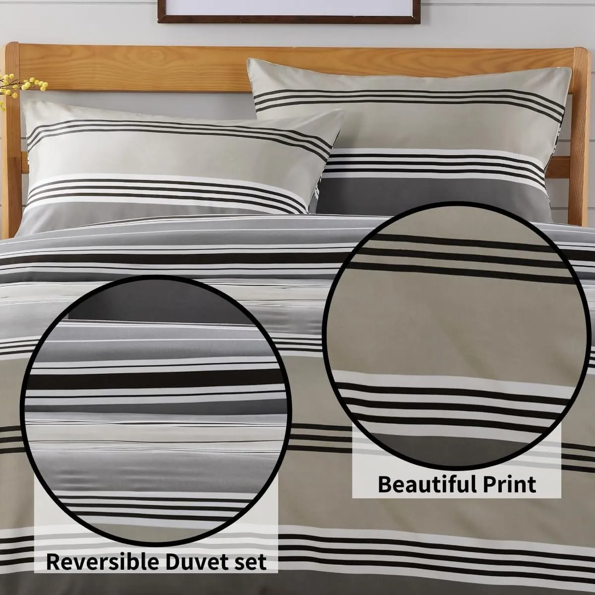 Harlow Stripes Grey Reversible Quilted Duvet Cover Set with Button Closure Available in Single Double King Sizes by OLIVIA ROCCO