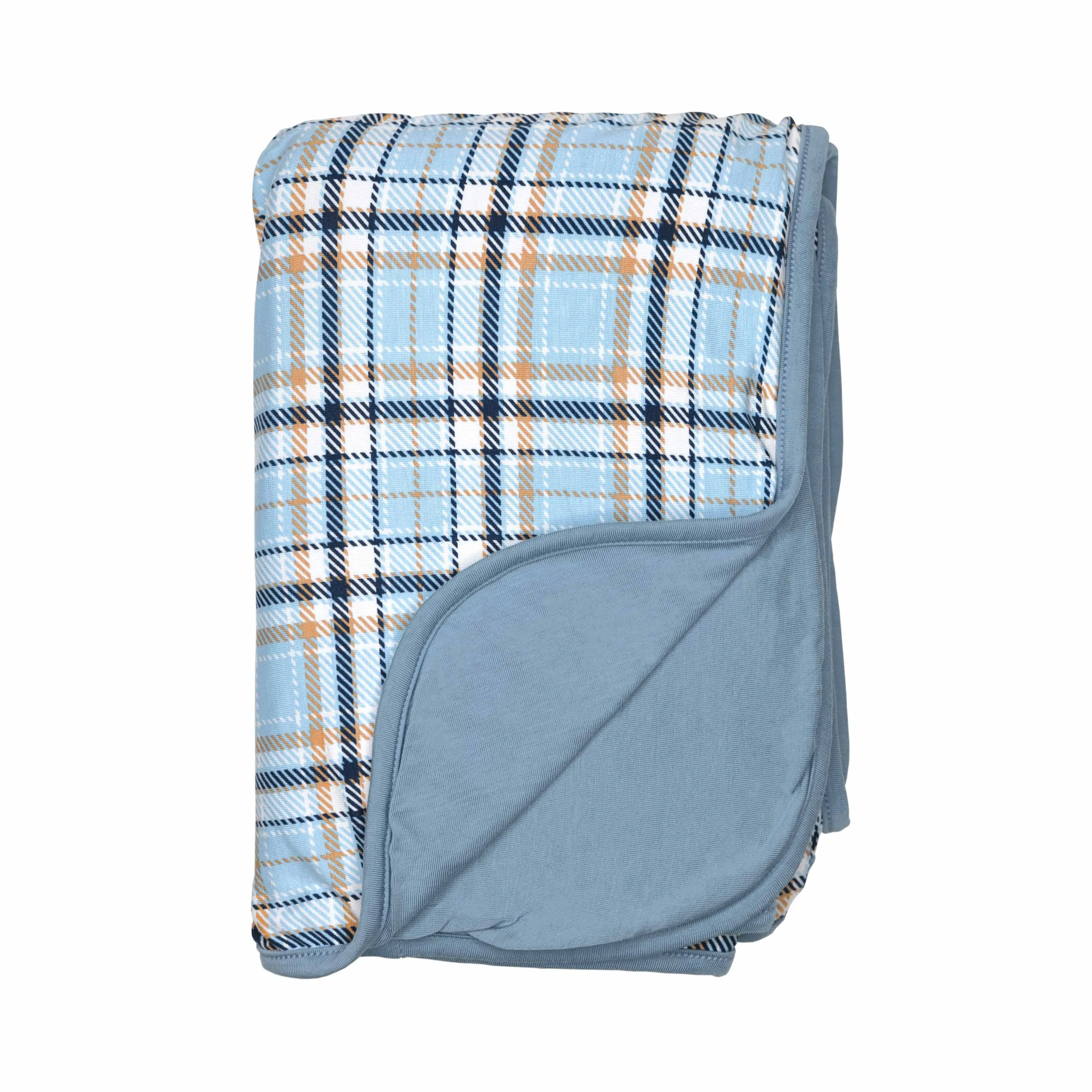 Holiday Plaid Blue Bamboo Blanket