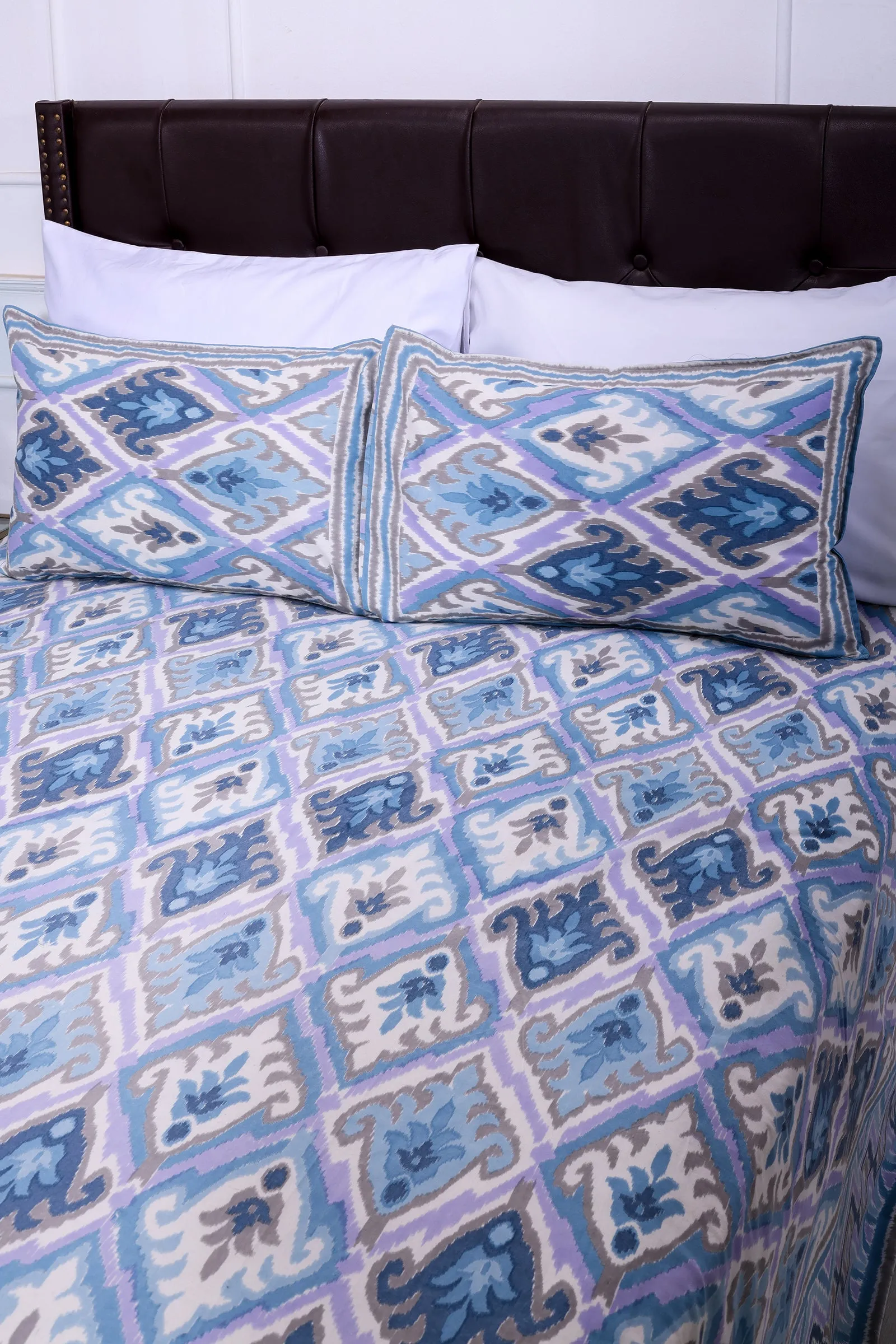 Ikkat Medley New Blue Cotton Bedsheet