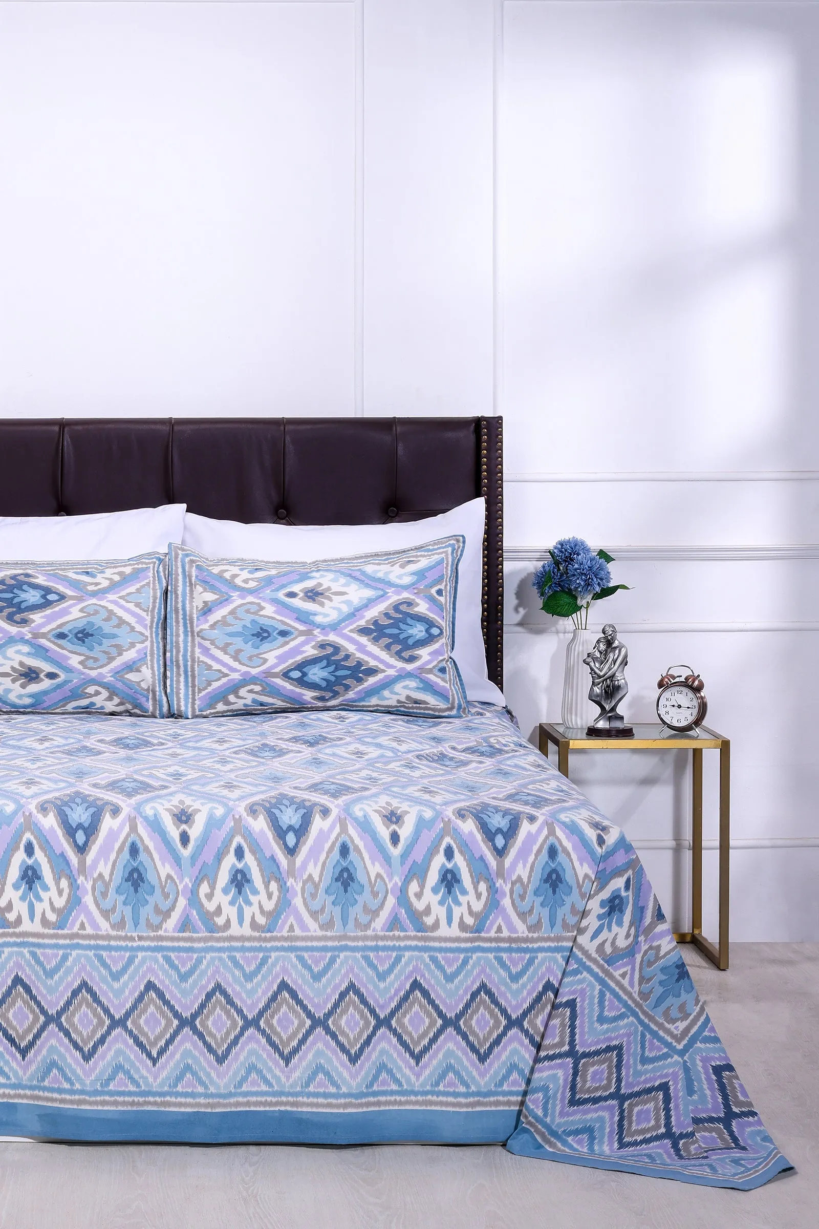 Ikkat Medley New Blue Cotton Bedsheet