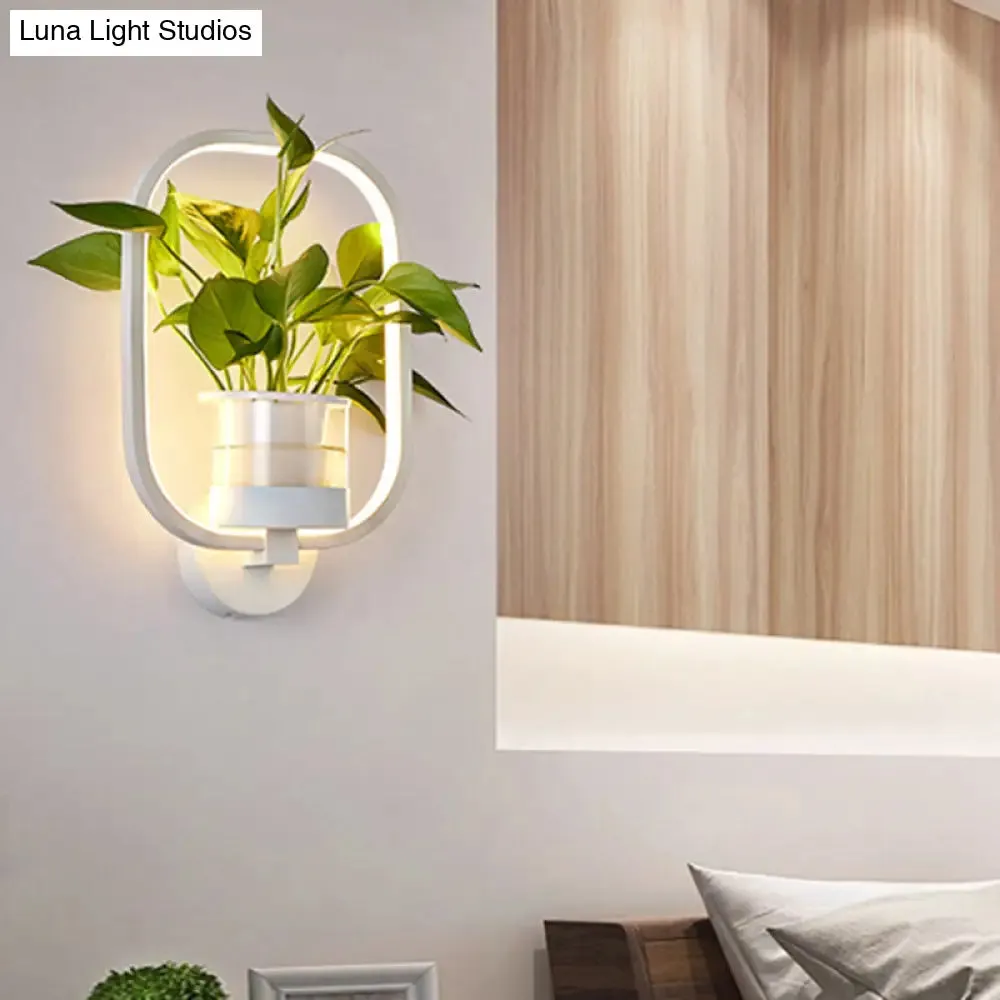 Industrial Metal LED Wall Sconce with Round/Oval Shape and 3 Color Light Options for Bedroom